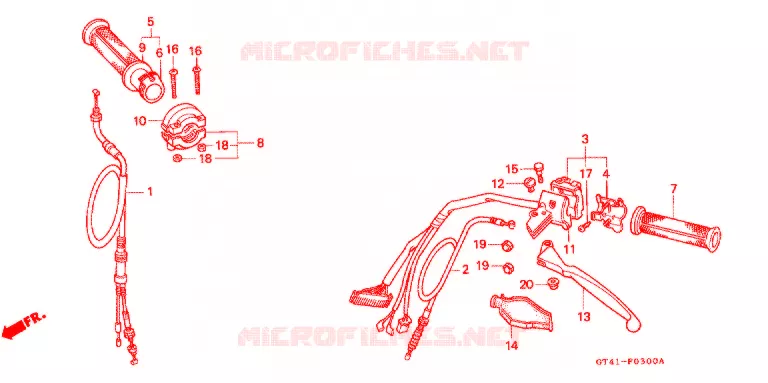 LEVIER DE GUIDON - CABLE - COMMODO (1) Honda MOTO 50 NSR 1987  NSR50H