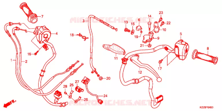 LEVIER DE GUIDON - CABLE - COMMODO Honda MOTO 250 CRF 2018  CRF250RLAJ