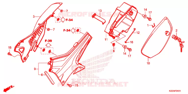 COUVERCLES LATERAUX (CRF250RL/RLA) Honda MOTO 250 CRF 2018  CRF250RLAJ