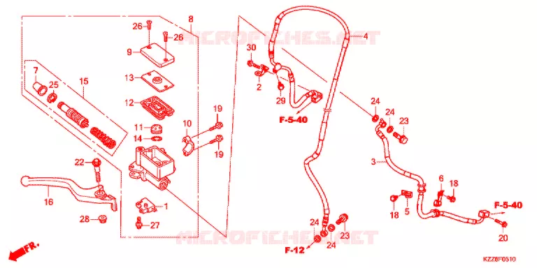 MAITRE CYLINDRE DE FREIN AVANT (CRF250RDA/RLA) Honda MOTO 250 CRF 2018  CRF250RDAJ
