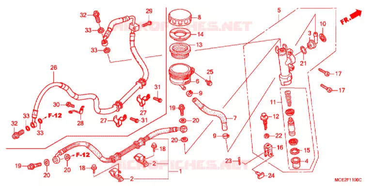 MAITRE-CYLINDRE DE FREIN ARRIERE Honda MOTO 400 CB 2000  CB400LY