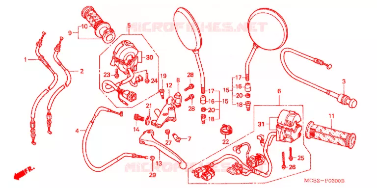 COMMODO - LEVIER - CABLE Honda MOTO 400 CB 2003  CB400LY