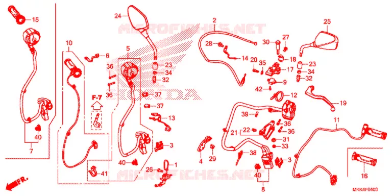 LEVIER DE GUIDON - CABLE - COMMODO (CRF1000A/A2) Honda MOTO 1000 AFRICA-TWIN 2018  CRF1000AJ