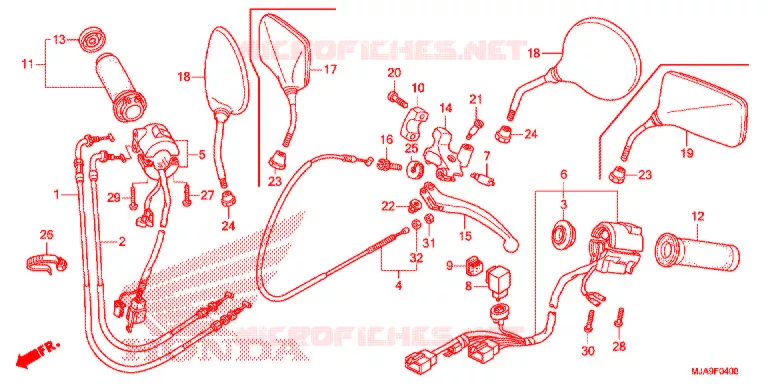LEVIER DE GUIDON - CABLE - COMMODO Honda MOTO 750 SHADOW 2017  VT750C2BH