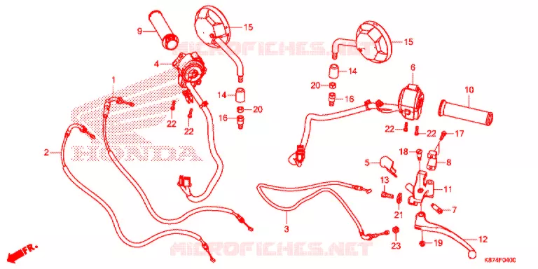 LEVIER DE GUIDON - CABLE - COMMODO Honda MOTO 500 REBEL 2017  CMX300H