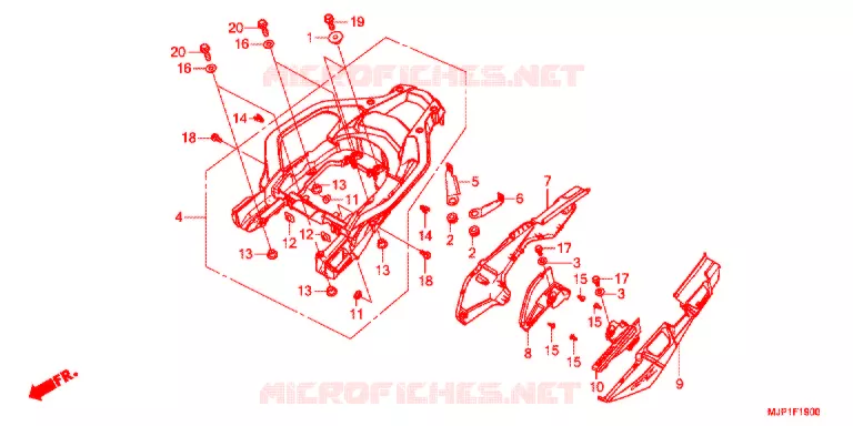 COUVERCLE LATERAL - PORTE BAGAGE ARRIERE Honda MOTO 1000 AFRICA-TWIN 2017  CRF1000AH
