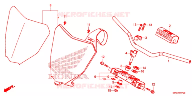 GUIDON - TE DE FOURCHE Honda MOTO 450 CRF 2019  CRF450RK
