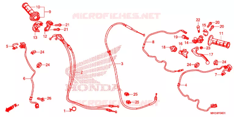 LEVIER DE GUIDON - CABLE - COMMODO ('18) Honda MOTO 450 CRF 2019  CRF450RXJ