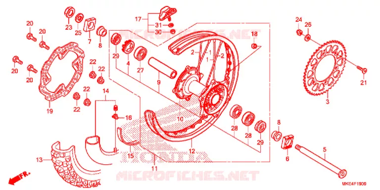 ROUE ARRIERE Honda MOTO 450 CRF 2018  CRF450RXJ