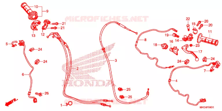 LEVIER DE GUIDON - CABLE - COMMODO ('18) Honda MOTO 450 CRF 2018  CRF450RXJ