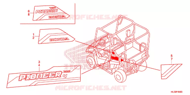 AUTOCOLLANTS Honda ATV 700 PIONEER 2017  SXS700M4PH