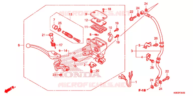 MAITRE CYLINDRE DE FREIN AVANT Honda SCOOTER 125 ACTIVA 2017  NSC1255WHH