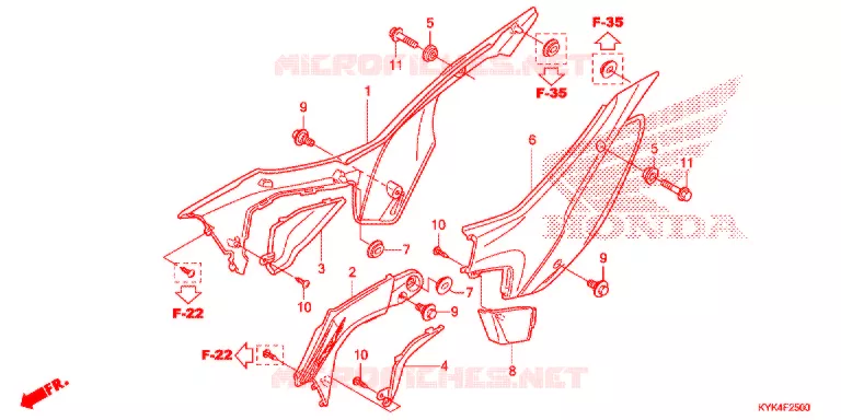 COUVERCLES LATERAUX Honda MOTO 110 CRF 2018  CRF110FJ