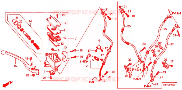 MAITRE CYLINDRE DE FREIN AVANT Honda MOTO 1300 VT 2010  VT1300CXAA