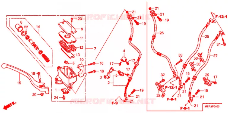 MAITRE CYLINDRE DE FREIN AVANT Honda MOTO 1300 VT 2011  VT1300CXAA