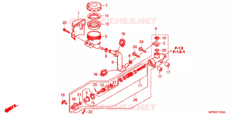 MAITRE CYLINDRE DE FREIN ARRIERE Honda MOTO 1300 VT 2011  VT1300CXAA