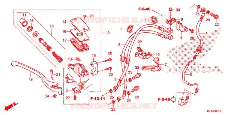 MAITRE CYLINDRE DE FREIN AVANT (VT750CS) Honda MOTO 750 SHADOW 2018  VT750CSJ