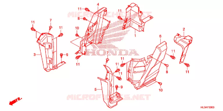 COUVERCLES LATERAUX Honda ATV 700 PIONEER 2018  SXS700M4DJ