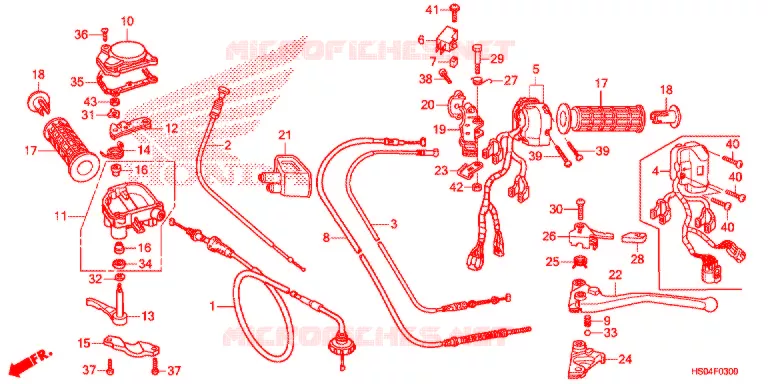LEVIER DE GUIDON - CABLE - COMMODO Honda ATV 250 FOURTRAX 2018  TRX250TEJ