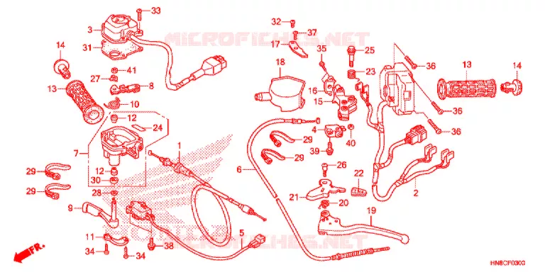 LEVIER DE GUIDON - CABLE - COMMODO Honda ATV 680 FOURTRAX 2018  TRX680FAJ