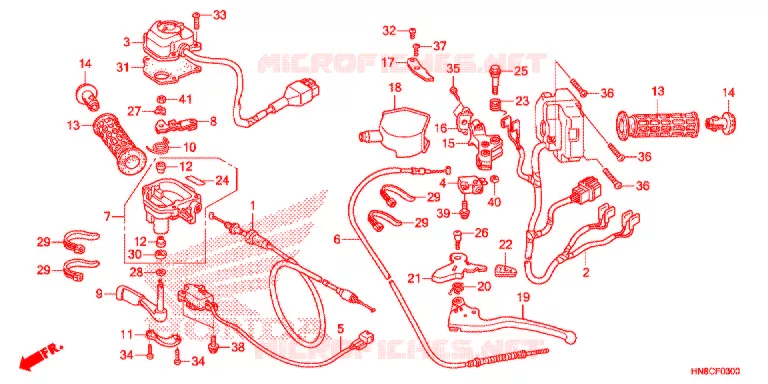 LEVIER DE GUIDON - CABLE - COMMODO Honda ATV 680 FOURTRAX 2018  TRX680FAJ