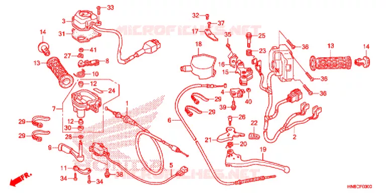 LEVIER DE GUIDON - CABLE - COMMODO Honda ATV 680 FOURTRAX 2018  TRX680FAJ