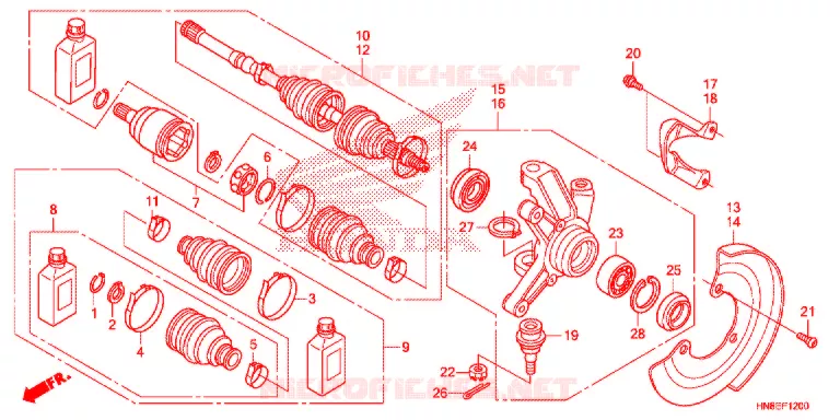 ARBRE DE ROUE AVANT Honda ATV 680 FOURTRAX 2019  TRX680FAK