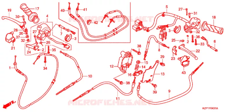 LEVIER DE GUIDON - CABLE - COMMODO (MW1101WHG,1WHJ) Honda SCOOTER 110 BENLY 2021  MW1101WHJ
