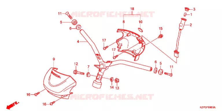GUIDON - CARENAGE Honda SCOOTER 110 BENLY 2021  MW1101WHJ