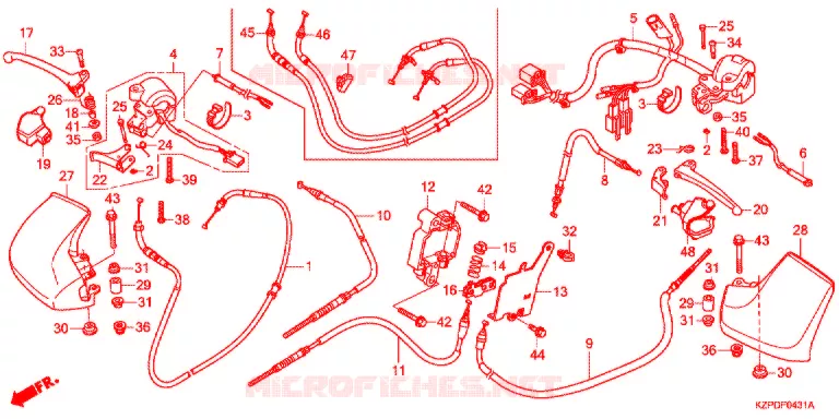 LEVIER DE GUIDON - CABLE - COMMODO (MW1101WHG/J) Honda SCOOTER 110 BENLY 2018  MW1101WHJ