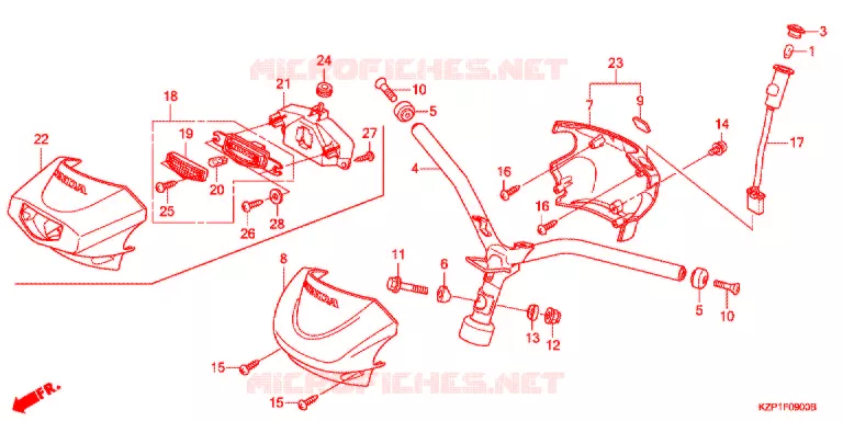GUIDON - CARENAGE Honda SCOOTER 110 BENLY 2018  MW1102WHJ