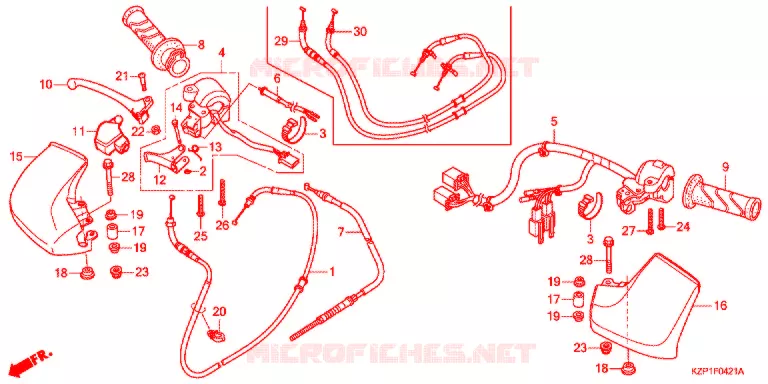 LEVIER DE GUIDON - CABLE - COMMODO (MW1102WHG,2WHJ) Honda SCOOTER 110 BENLY 2022  MW1102WHJ