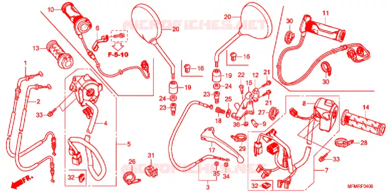 LEVIER DE GUIDON - CABLE - COMMODO Honda MOTO 400 CB 2018  CB400AJ