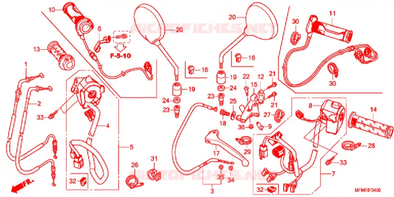 LEVIER DE GUIDON - CABLE - COMMODO Honda MOTO 400 CB 2018  CB400SADJ