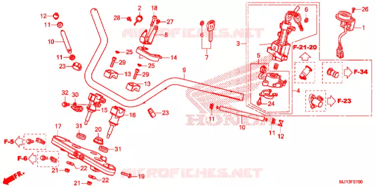 GUIDON - TE DE FOURCHE Honda MOTO 1800 GOLD-WING 2014  GL1800CE
