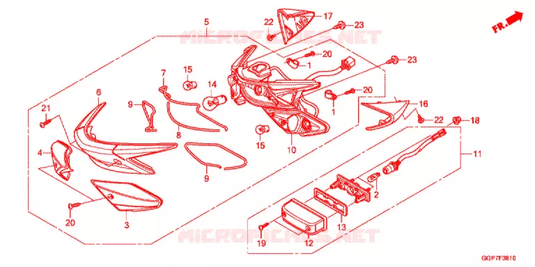 FEUX ARRIERE (NSC50/MPD/WH) Honda SCOOTER 50 VISION 2012  NSC50MPDC