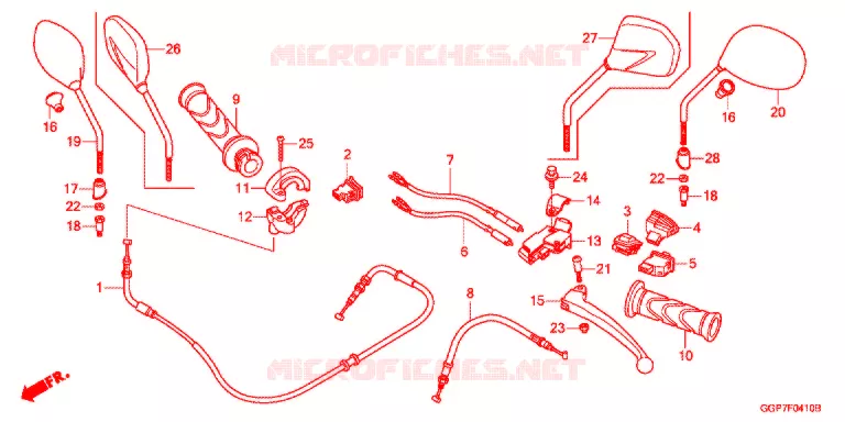 LEVIER DE GUIDON - CABLE - COMMODO Honda SCOOTER 50 VISION 2012  NSC50MPDC
