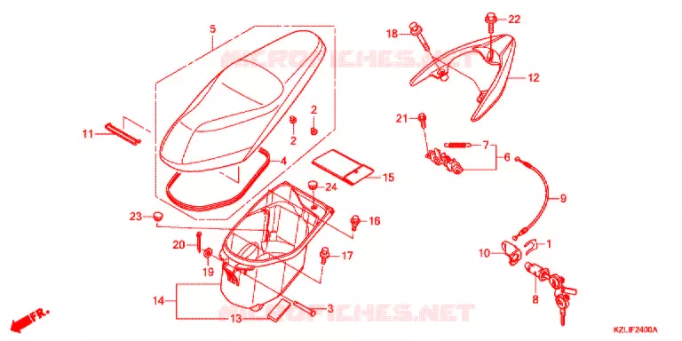 SELLE - COFFRE Honda SCOOTER 110 SPACY 2018  NSC110SC