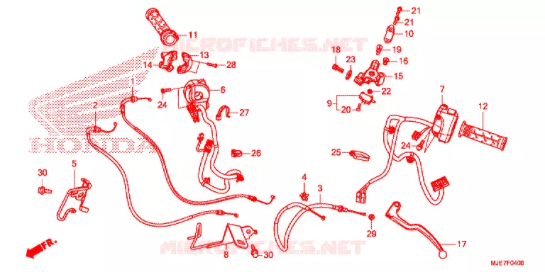 LEVIER DE GUIDON - CABLE - COMMODO Honda MOTO 650 CBR 2018  CBR650FAJ