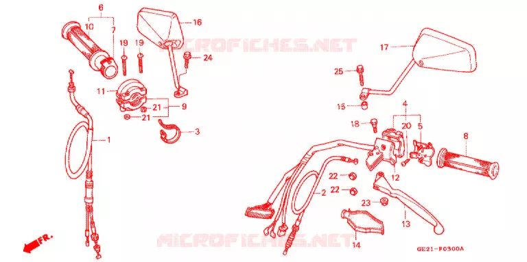 LEVIER DE GUIDON - CABLE - COMMODO Honda MOTO 50 other-models 1989  NS50FK
