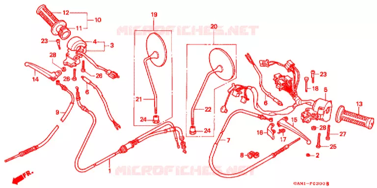 LEVIER DE GUIDON - CABLE - COMMODO Honda SCOOTER 50 GIORNO 1998  SN50T