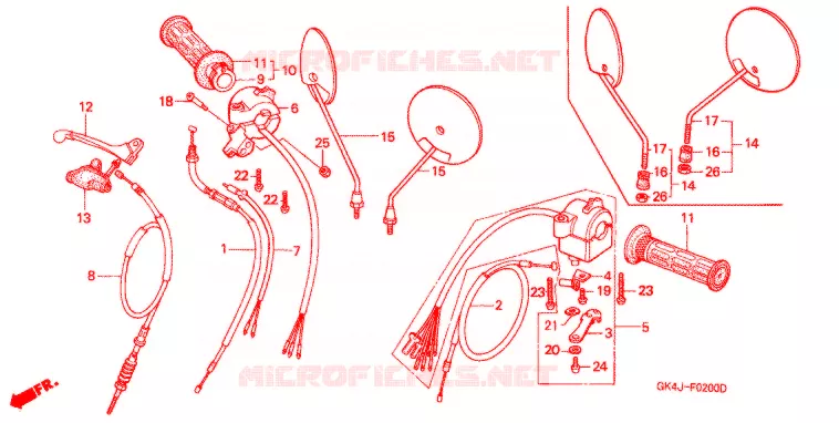 LEVIER DE GUIDON - CABLE - COMMODO Honda SCOOTER 50 C50 1995  C50BNS