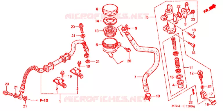MAITRE-CYLINDRE DE FREIN ARRIERE  Honda MOTO 600 HORNET 2000  CB600F2Y