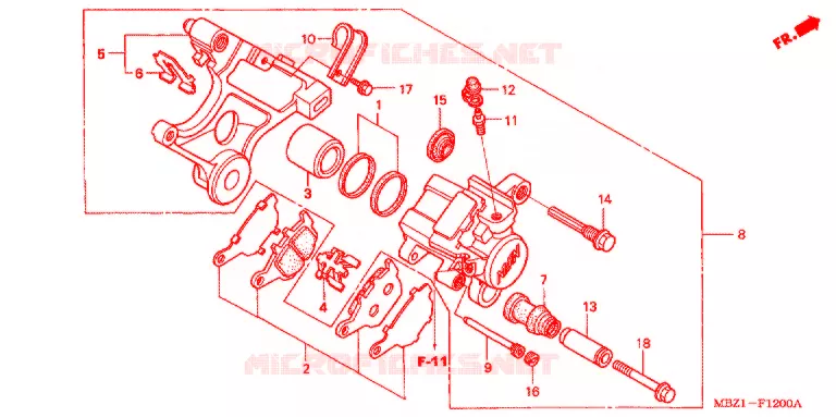 ETRIER DE FREIN ARRIERE Honda MOTO 600 HORNET 1998  CB600FW