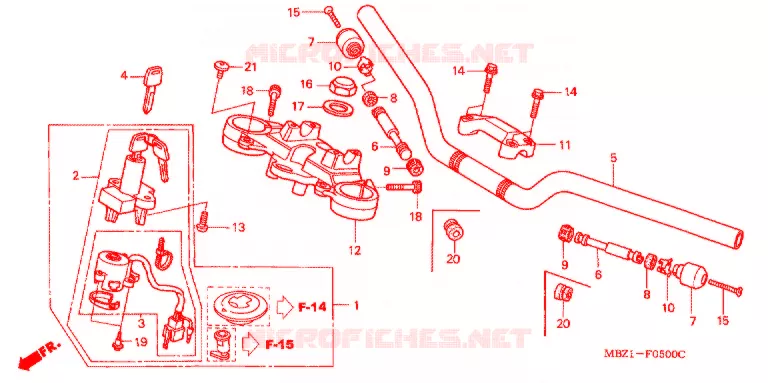 GUIDON - TE DE FOURCHE Honda MOTO 600 HORNET 1998  CB600FW