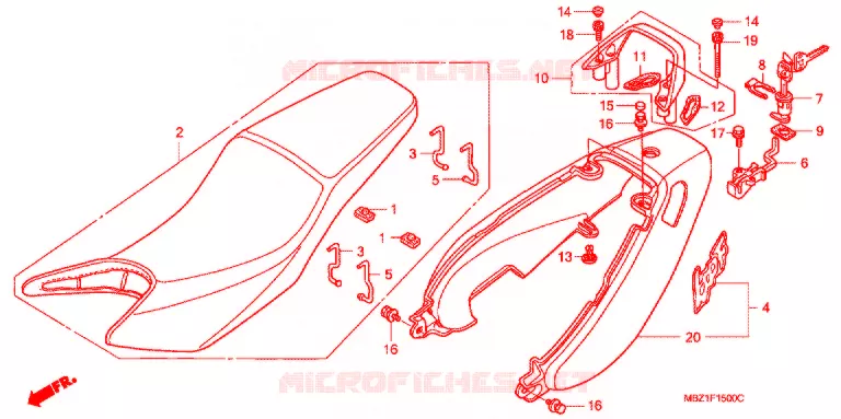 SELLE - CARENAGE ARRIERE Honda MOTO 600 HORNET 1998  CB600FW