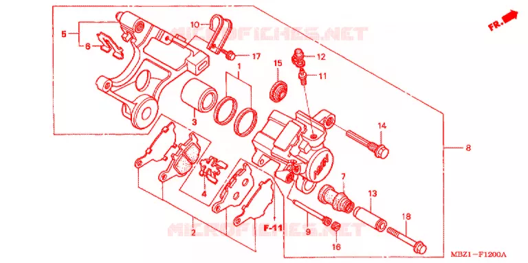 ETRIER DE FREIN ARRIERE Honda MOTO 600 HORNET 1999  CB600FX