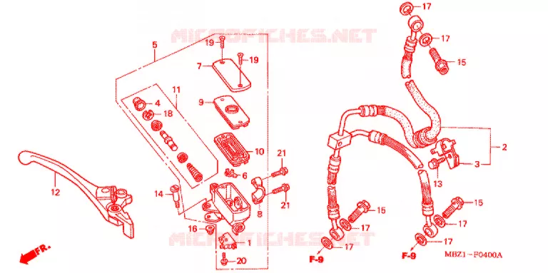 MAITRE CYLINDRE DE FREIN AVANT (CB600FW/X) Honda MOTO 600 HORNET 1999  CB600FX