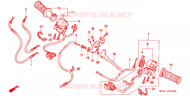 LEVIER DE GUIDON - CABLE - COMMODO Honda MOTO 600 CBR 1993  CBR600FN