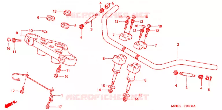 GUIDON - TE DE FOURCHE Honda MOTO 400 SHADOW 2006  NV400C6
